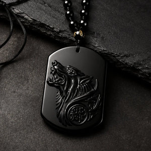 Collier Loup en Obsidienne Noire Naturelle Réglable Colliers La Maison de Bouddha