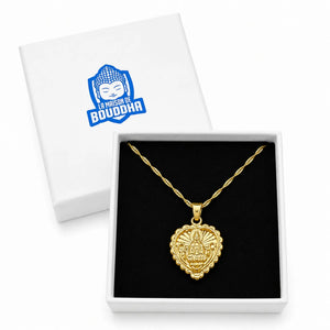 Collier en Forme de Coeur Bouddha Doré La Maison de Bouddha
