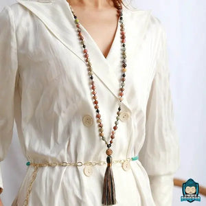 Mala 108 Perles Multi Pierres Naturelles et Pompon