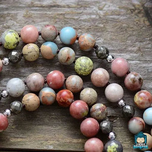 Mala 108 Perles Multi Pierres Naturelles et Pompon