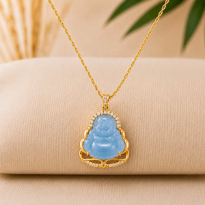 Pendentif Bouddha Rieur Bleu Colliers La Maison de Bouddha