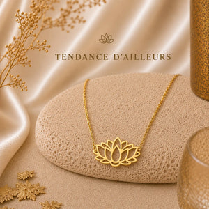 Pendentif avec Fleur de Lotus Doré Colliers La Maison de Bouddha
