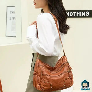 Sac Cuir Bandoulière pour Femme Marron Chamois