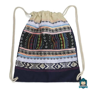 Sac-a-Dos-Ethnique-en-Toile-avec-Cordon-de-Serrage-version-Marine-avec-motifs-aztèques-style-ethnique-La-Maison-de-Bouddha