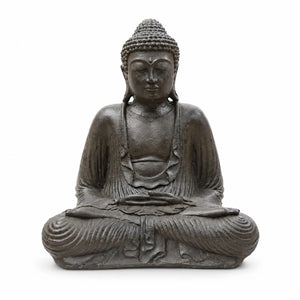 Statue Bouddha Assis Brun Antique en Béton – 42 cm La Maison de Bouddha
