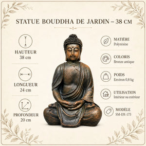 Statue Bouddha de Jardin en Résine – 38 cm La Maison de Bouddha