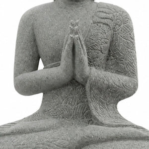 Statue Bouddha en Pierre Volcanique Position Prière – 1 m Wanda La Maison de Bouddha