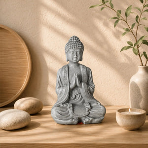 Statuette Bouddha Assis aux Mains Jointes en Résine – 12 cm La Maison de Bouddha