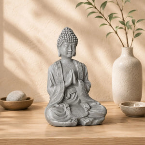 Statuette Bouddha Assis aux Mains Jointes en Résine – 12 cm La Maison de Bouddha