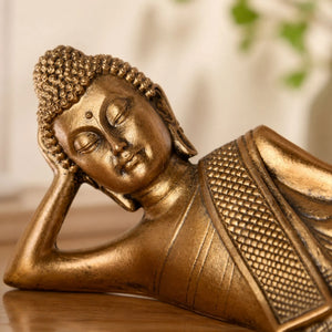 Statuette Bouddha Couché Doré en Résine – 22 cm La Maison de Bouddha