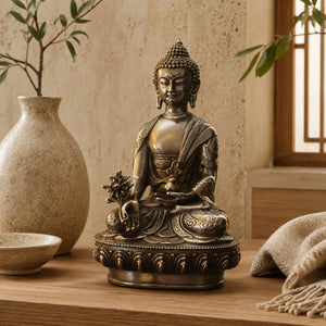 Statuette Bouddha de Médecine Argentée – 20 cm La Maison de Bouddha