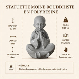 Statuette Moine Bouddhiste en Résine La Maison de Bouddha