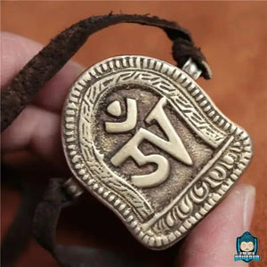 Reliquaire de Voyage Bouddhiste en Bronze Om amulette bouddhiste en métal sacré