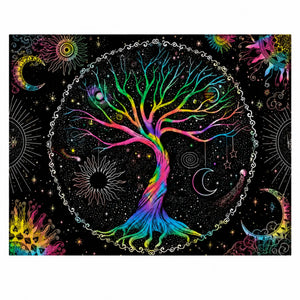 Tenture Arbre de Vie Multicolore – 7 Chakras Tapisseries de décoration La Maison de Bouddha