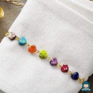 Collier des 7 chakras pendentif cœurs