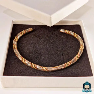 Jonc Tibétain Torsadé 3 métaux avec ça boite