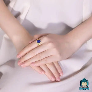 Bague Dorée Pierre Bleue