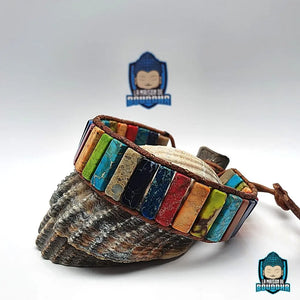 Bracelet-Bouddhiste-7-Chakra-pierres-de-jaspe-multicolore-synthetiques-et-sa-laniere-en-cuir-veritable-de-vachette-La-Maison-de-Bouddha