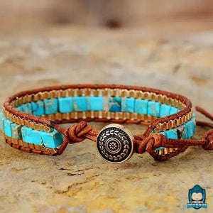 Bracelet Cuir et Turquoise  La Maison de Bouddha