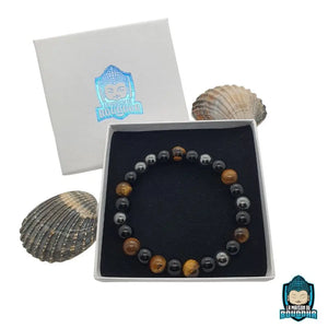 Bracelet Triple Protection en il de Tigre Hématite et Obsidienne Noire La Maison de Bouddha