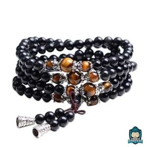 Mala Obsidienne il de Tigre La Maison de Bouddha