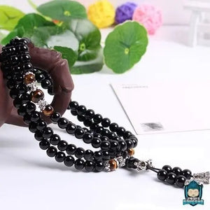 Mala Obsidienne il de Tigre La Maison de Bouddha