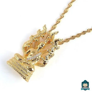 Pendentif-Bouddha-Thailandais-Dore-et-argent-strass-chaine-couleur-or-torsade-longueur-chaine-et-pendentif-27-cm-La-Maison-de-Bouddha