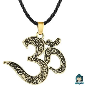 Pendentif-Signe-Om-dore-avec-chaine-en-cordon-tresse-noir-La-Maison-de-Bouddha