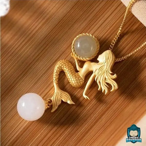 Pendentif Sirène Perle en Jade