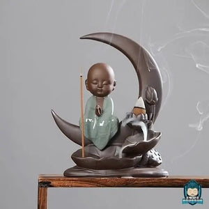 Porte Encens Moine Bouddhiste Croissant de Lune La Maison de Bouddha