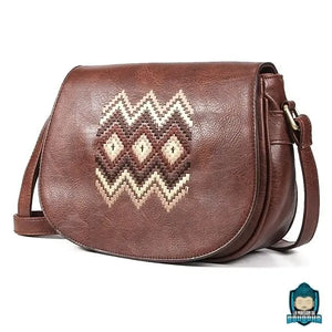 Sac Bandoulière Besace Cuir Marron Synthétique Motif Ethnique Sacs à main La Maison de Bouddha