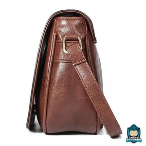 Sac-Bandouliere-Besace-Cuir-Marron-Synthetique-Motif-Ethnique-vue-de-cote