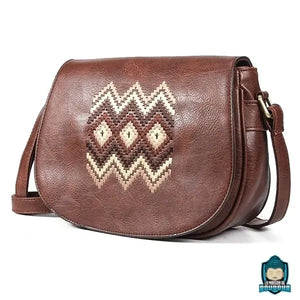 Sac Bandoulière Besace Cuir Marron Synthétique Motif Ethnique Sacs à main La Maison de Bouddha