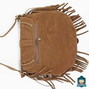Sac Daim Frange Camel à Bandoulière Sacs à main La Maison de Bouddha