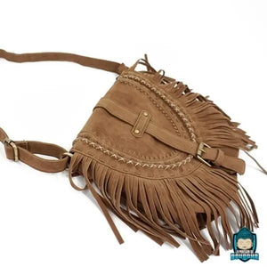 Sac Daim Frange Camel à Bandoulière Sacs à main La Maison de Bouddha