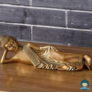 Statuette Bouddha Couché Doré  La Maison de Bouddha