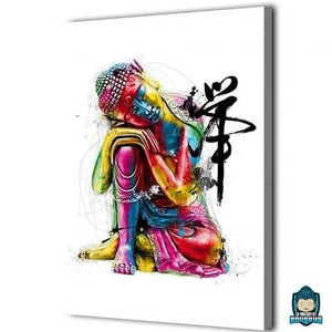Tableau-de-Bouddha-Art-Toile-Bouddhiste-Canvas-Coton-polyester-Multicolore-Art-Moderne-La-Maison-de-Bouddha