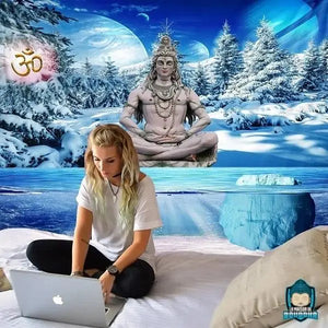 Tenture-Shiva-Couleur-Bleu-Arctique-tapisserie-murale-en-matiere-polyester
