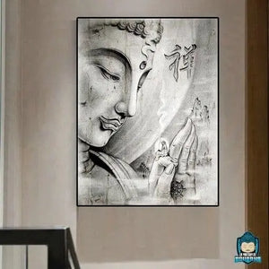 Toile Bouddha Noir et Blanc Rectangulaire La Maison de Bouddha