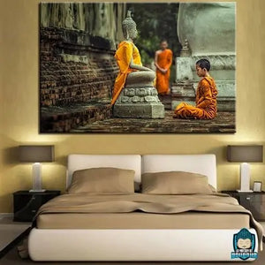 Toile-Moine-Bouddhiste-1-piece-toile-de-qualite-canvas-La-Maison-de-Bouddha.