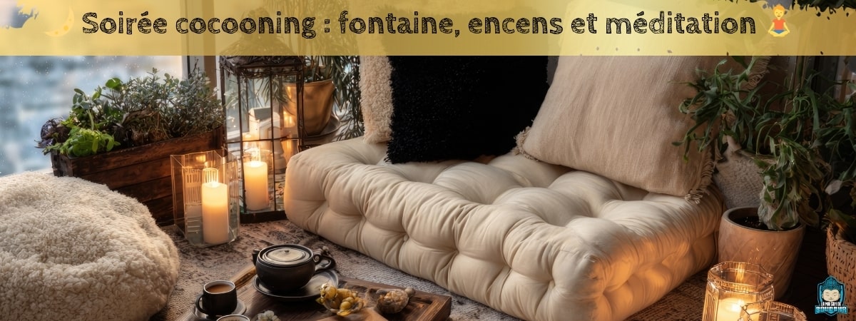 Soirée-cocooning-fontaine-encens-et-méditation-bannière-blog-La-Maison-de-Bouddha