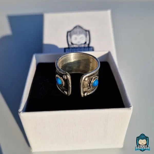 Bague Tibétaine En Cuivre Gravée Mantra - Porte-bonheur Réglable Doré Argenté