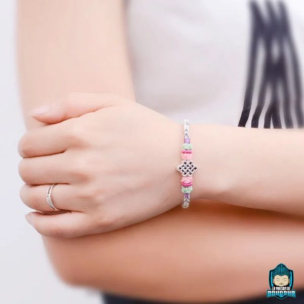 Bracelet tibetain tresse nœud éternel