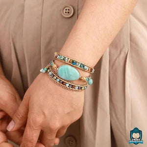 Bracelet-Multi-rang-Pierre-Amazonite-bracelet-cuir-ajustable-perles-minerales-naturelles-La-Maison-de-Bouddha