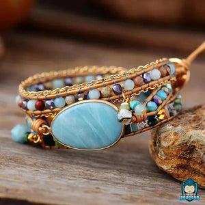 Bracelet-Multi-rang-Pierre-Amazonite-bracelet-en-cuir-ajustable-perles-minerales-pastels-naturelles-La-Maison-de-Bouddha
