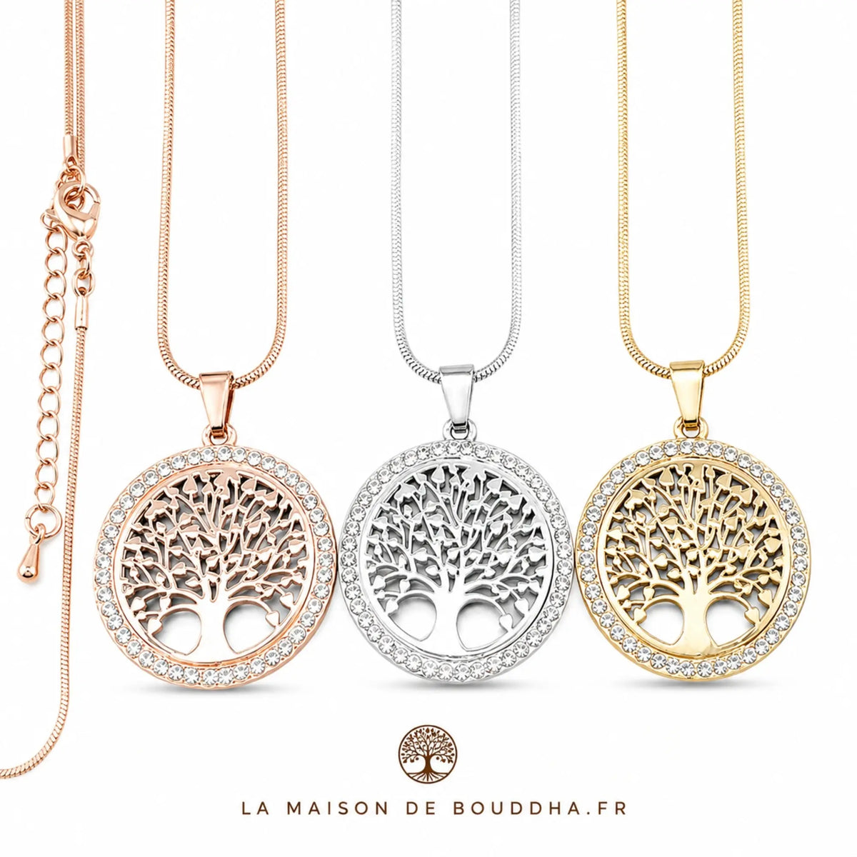 Collier Arbre de Vie Couleur Or pendentif La Maison de Bouddha