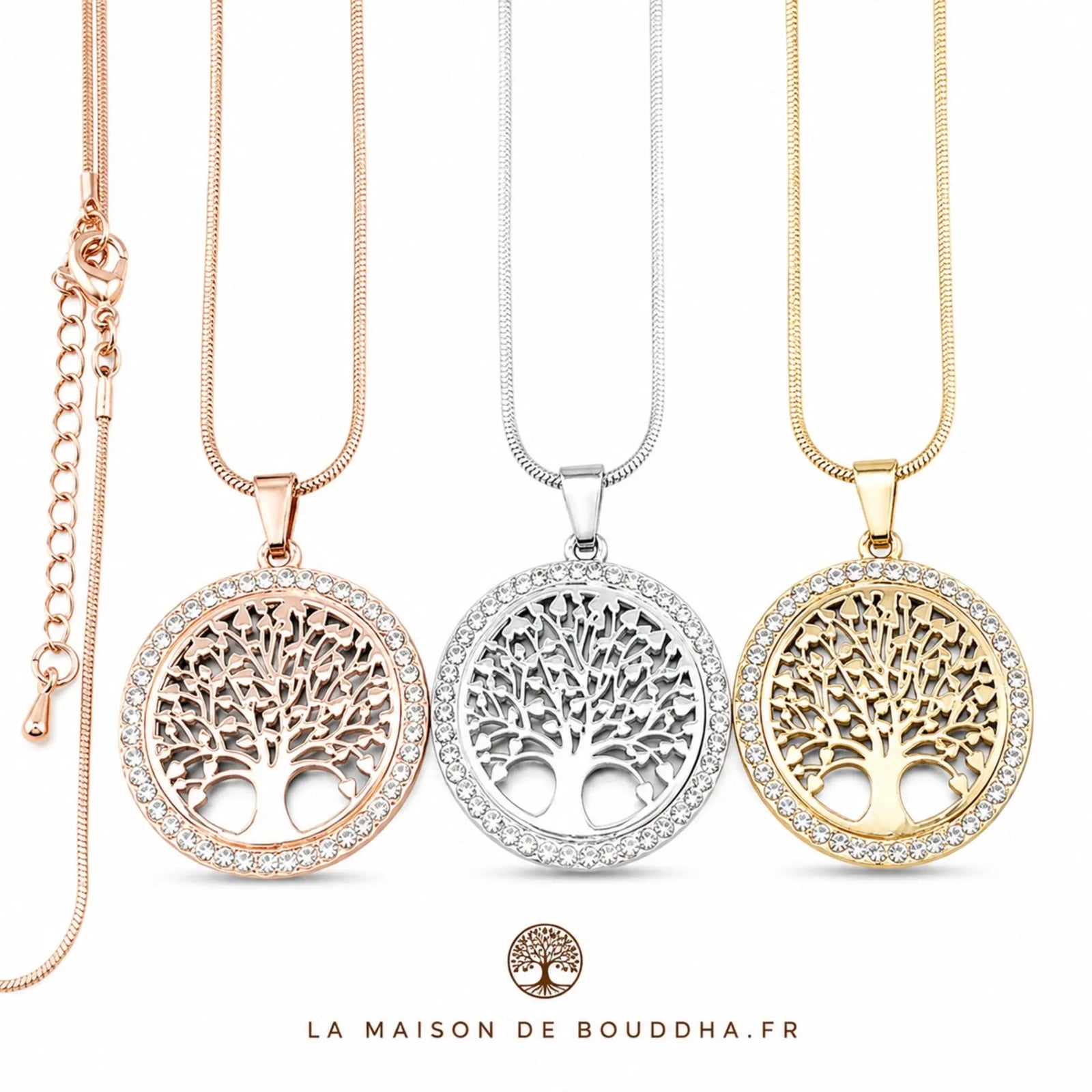Collier Arbre de Vie Couleur Or pendentif La Maison de Bouddha