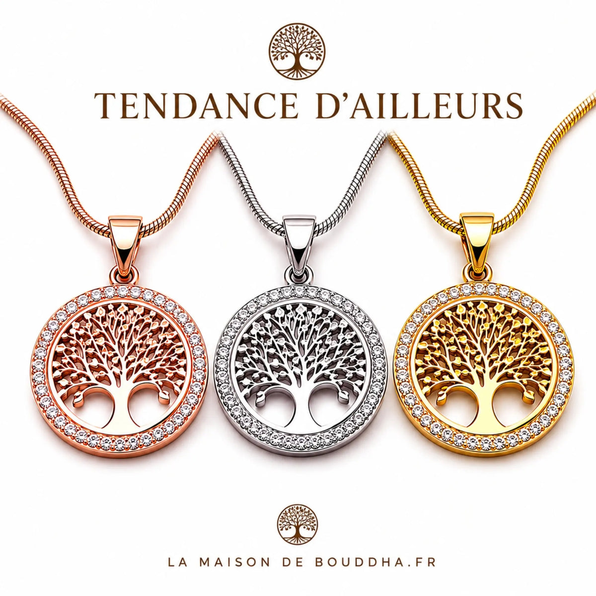 Collier Arbre de Vie Couleur Or Colliers La Maison de Bouddha