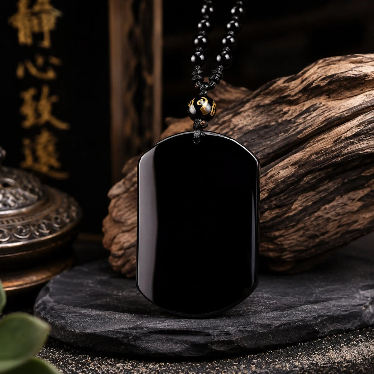 Collier Loup en Obsidienne Noire Naturelle Réglable Colliers La Maison de Bouddha