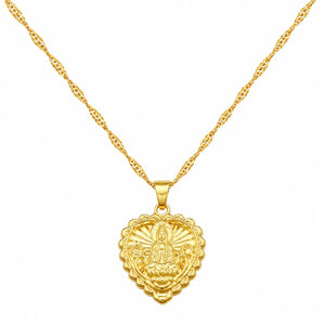Collier en Forme de Coeur Bouddha Doré  La Maison de Bouddha